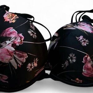 Victoria's Secret Black Bra with Pink Floral Print